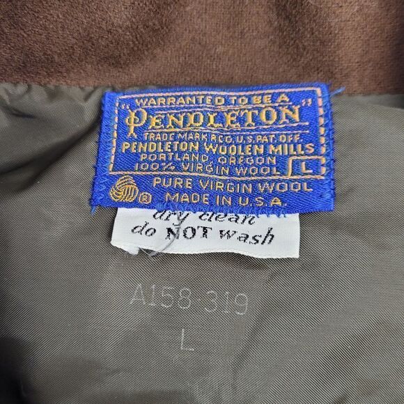 VINTAGE 70s Pendleton brown wool button up shacket‎ shirt jacket L - Picture 7 of 9
